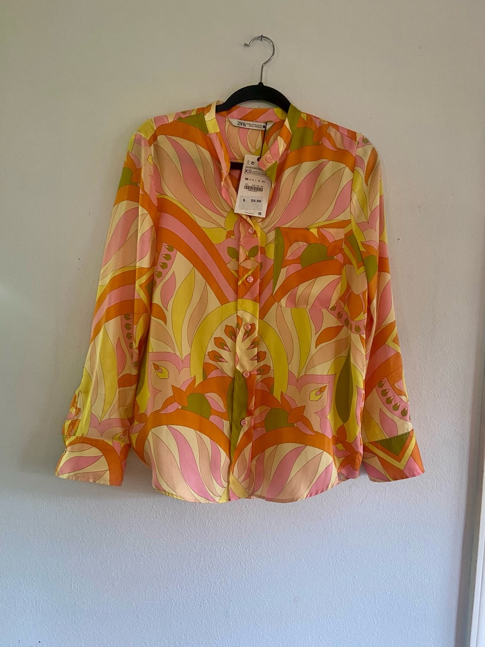 Zara pink and orange Pucci look silky top